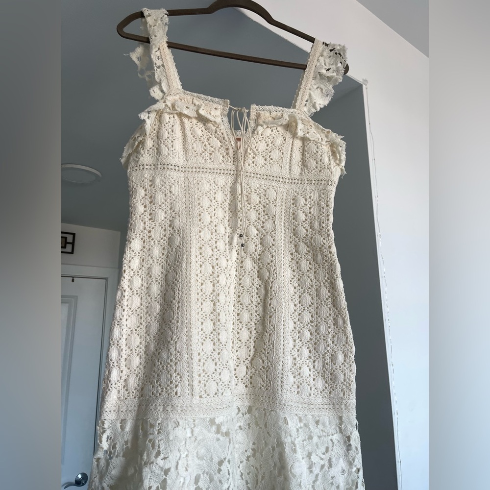Free People Cream Lace Mini Dress